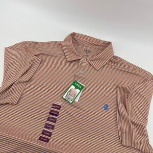IZOD‎ Golf Mens XL Golf Polo Shirt Cantaloupe Stripe Short Sleeve Casual Dress